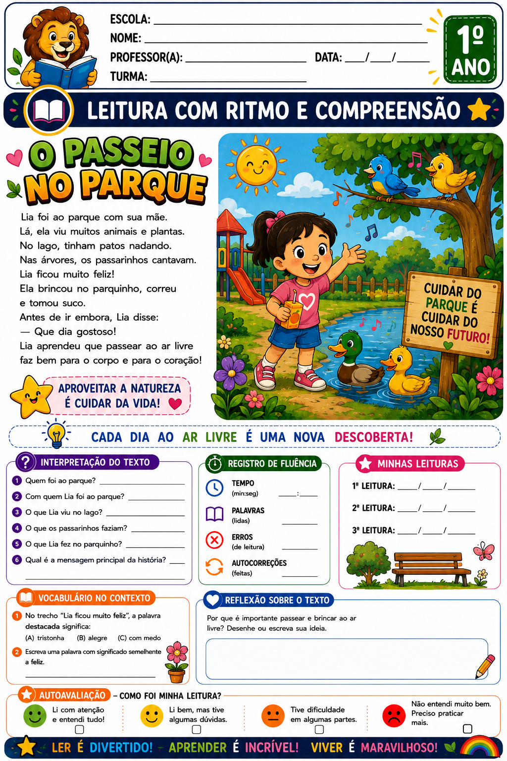 Exemplo de atividade de leitura do Kit Fluência Leitora Pronta