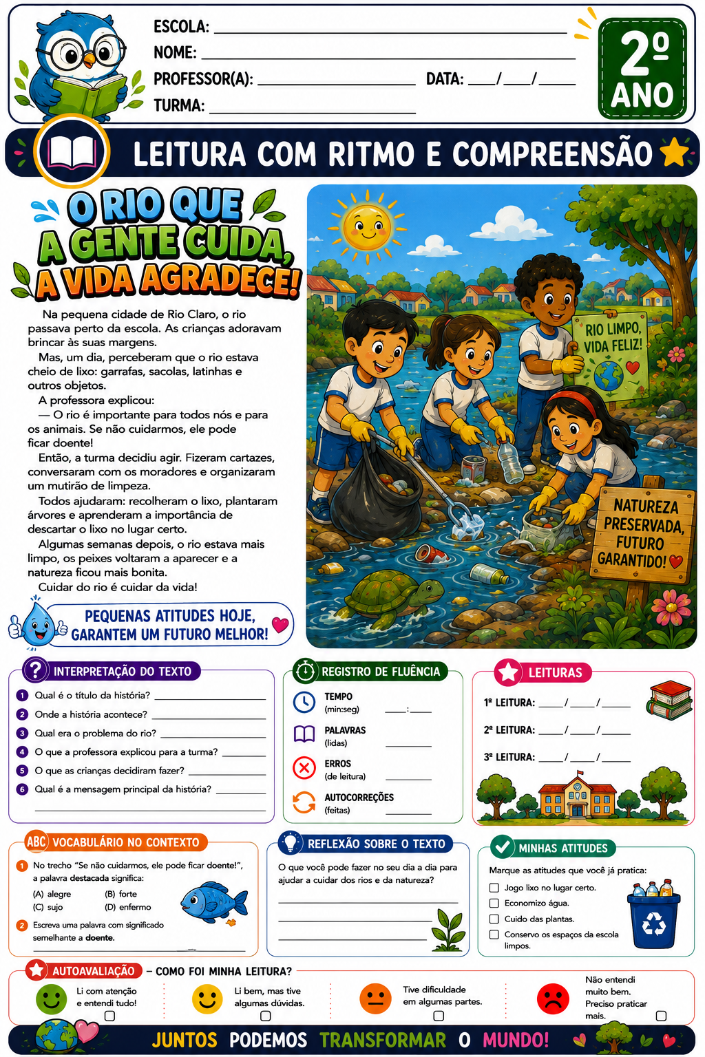 Exemplo de atividade de leitura do Kit Fluência Leitora Pronta
