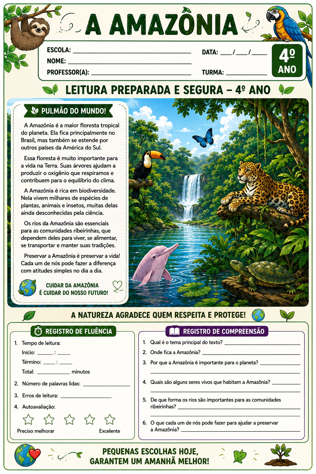 Exemplo de atividade de leitura do Kit Fluência Leitora Pronta