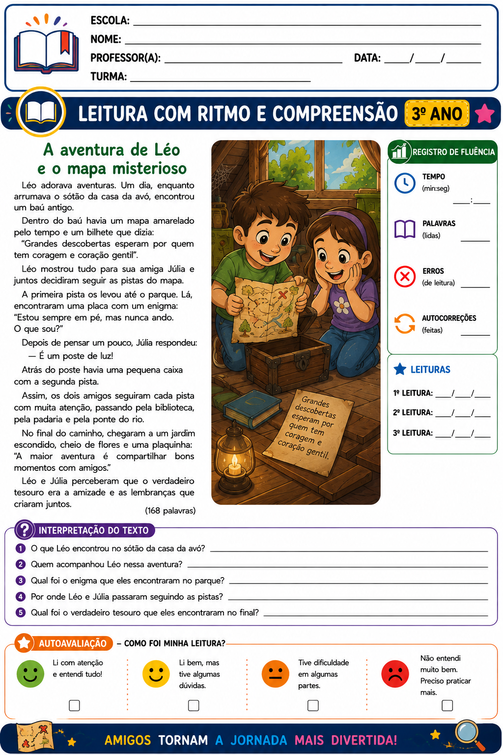 Exemplo de atividade de leitura do Kit Fluência Leitora Pronta