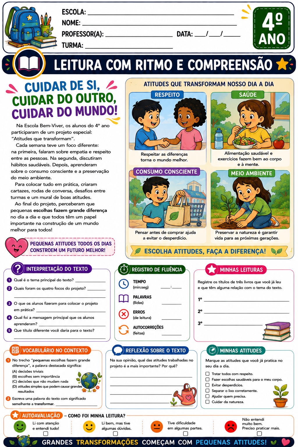 Exemplo de atividade de leitura do Kit Fluência Leitora Pronta