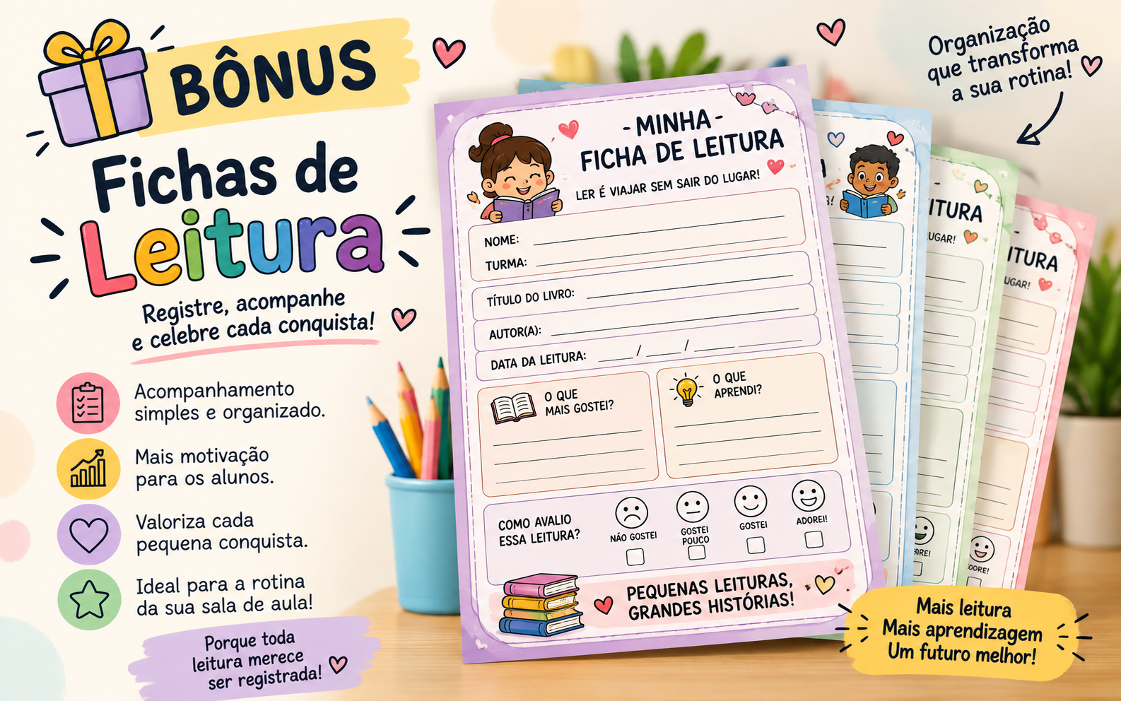 Bônus Fichas de Leitura - registre e acompanhe a leitura dos alunos